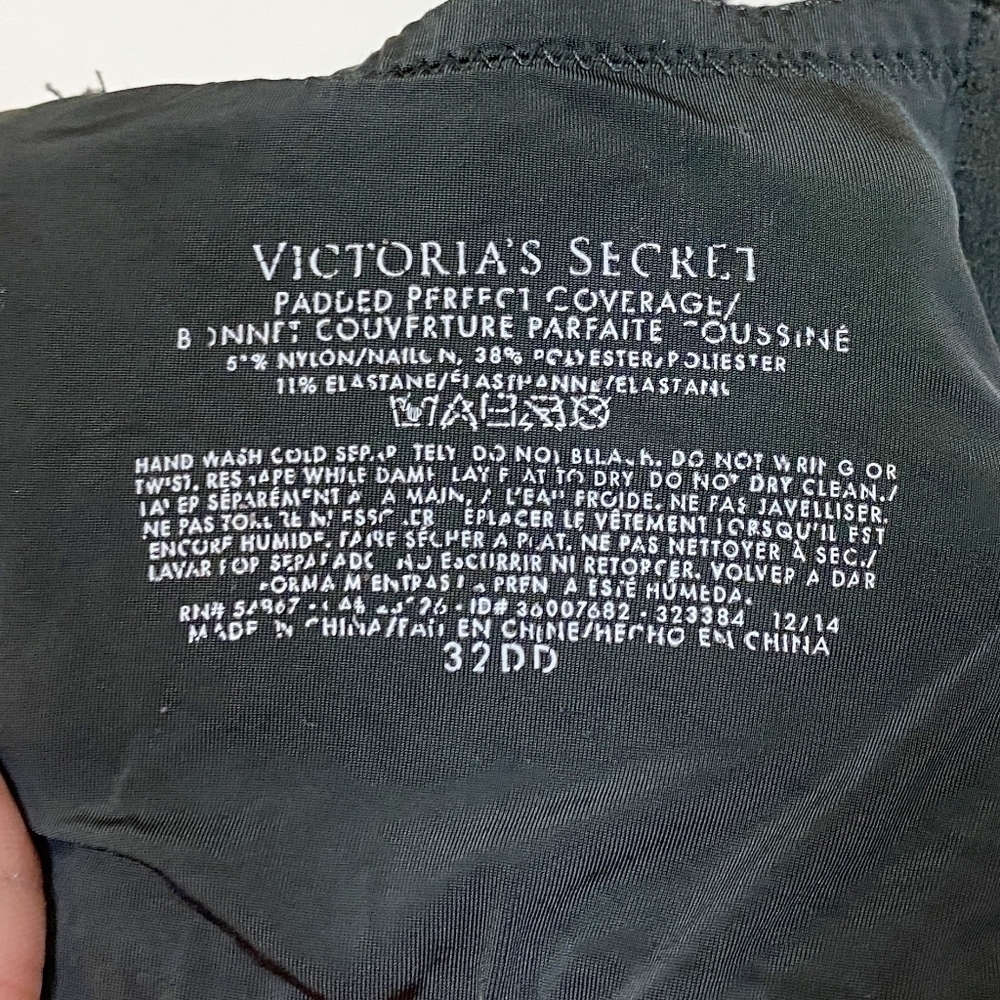 Victoria's Secret Padded Perfect Coverage Bra 32DD 32E charcoal gray underwire - Picture 3 of 6